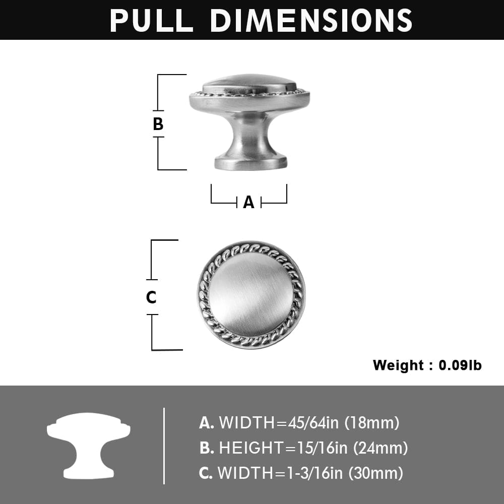 Goo-Ki Classic Round Design Cabinet Knobs with Wheatear Border for Kitchen Drawers