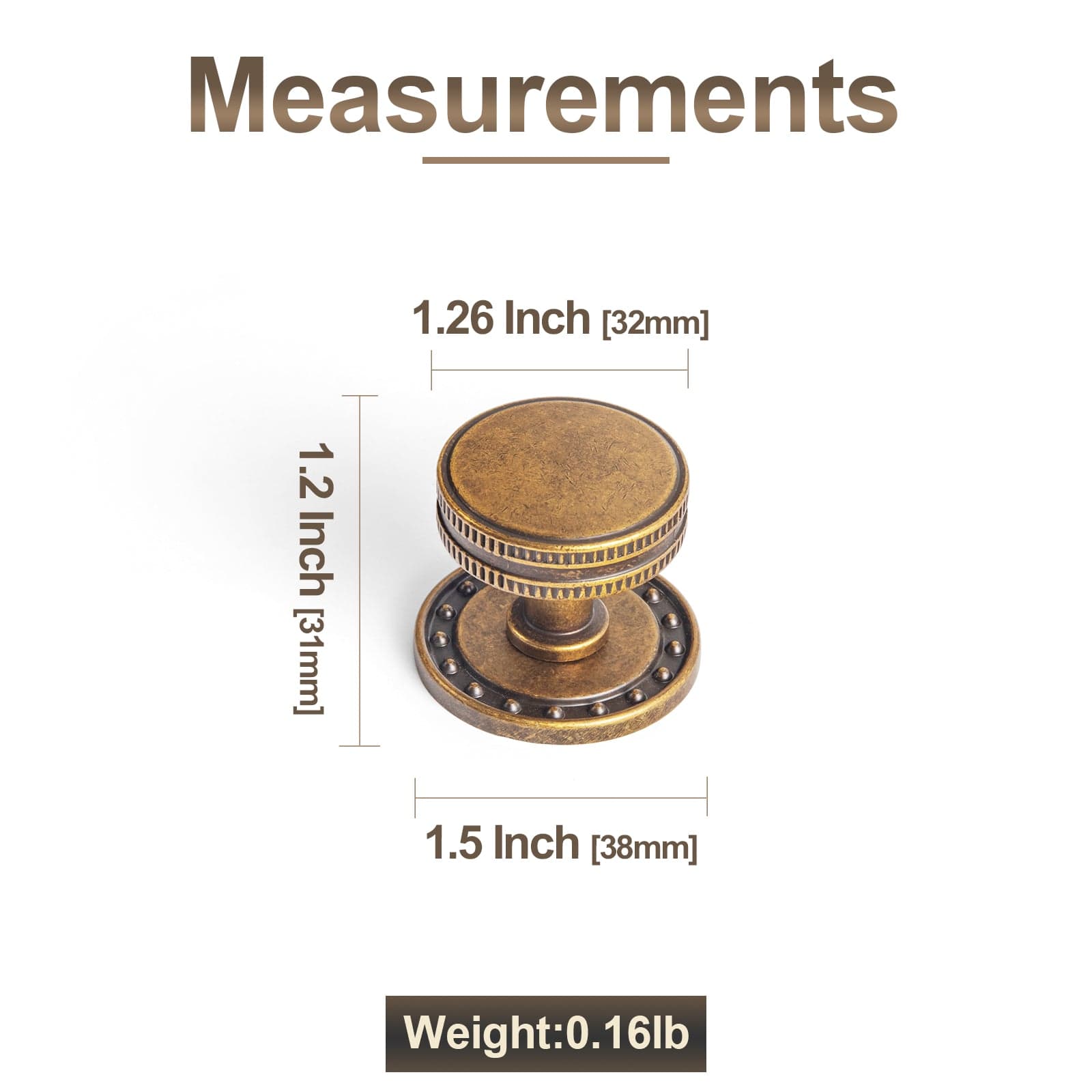 Goo-Ki Distinctive Artistic Engravings Single Hole Round Cabinet Knob Retro Flair Kitchen Hardware