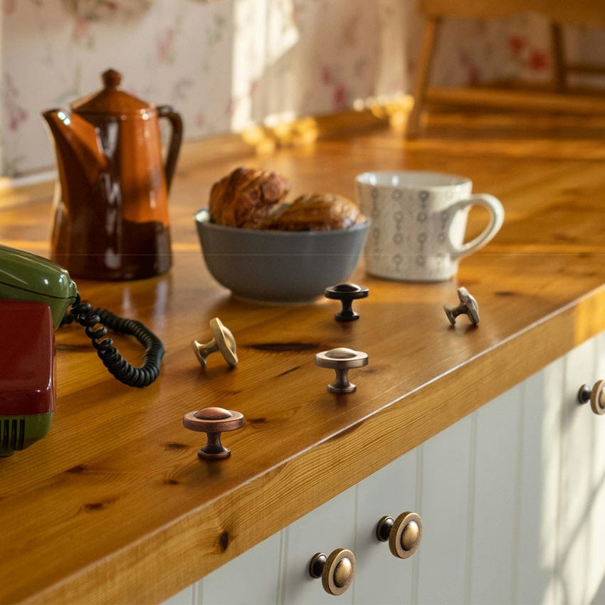 Goo-Ki Domed Cabinet Knobs Vintage Distressed Contemporary Hardware for Kitchen Drawers