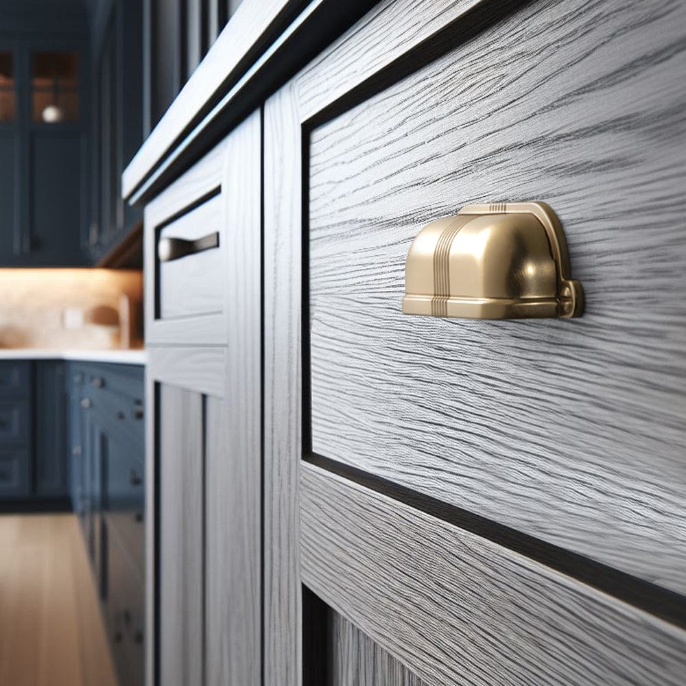 Goo-Ki Elegant Vintage Cup Pulls with Textured Strap Design for Kitchen & Furniture