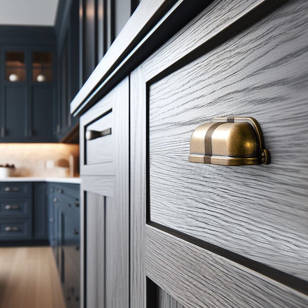 Goo-Ki Elegant Vintage Cup Pulls with Textured Strap Design for Kitchen & Furniture