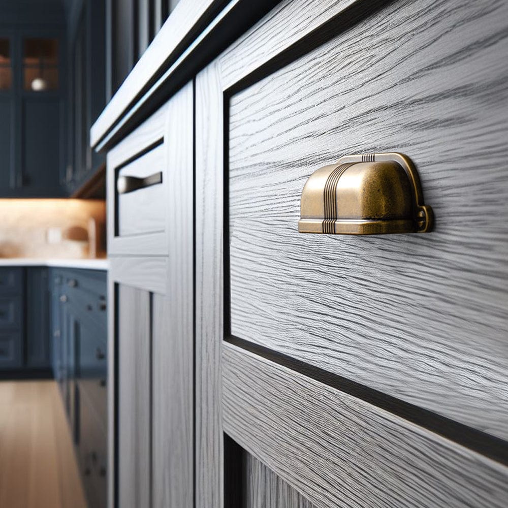 Goo-Ki Elegant Vintage Cup Pulls with Textured Strap Design for Kitchen & Furniture