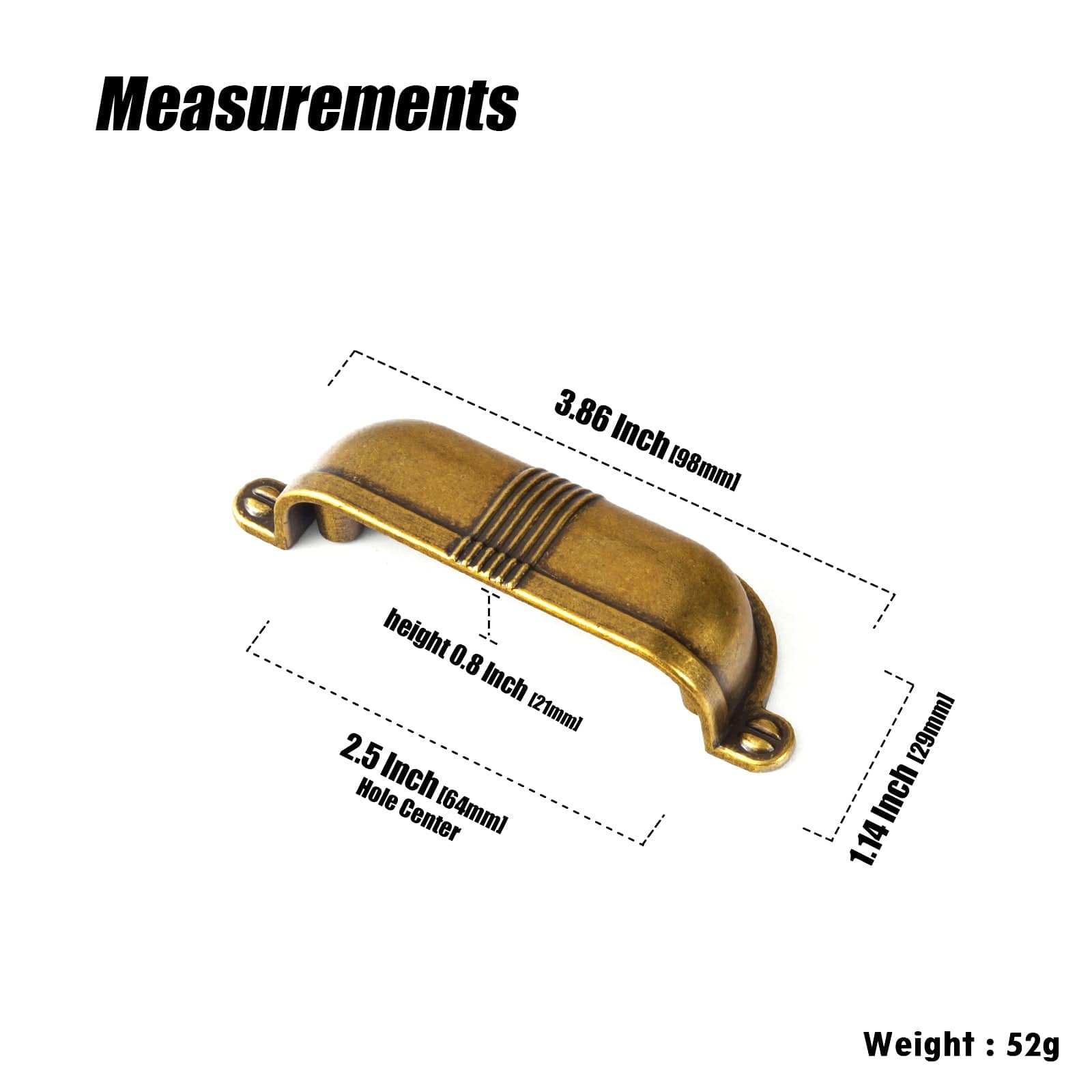 Goo-Ki Elegant Vintage Cup Pulls with Textured Strap Design for Kitchen & Furniture