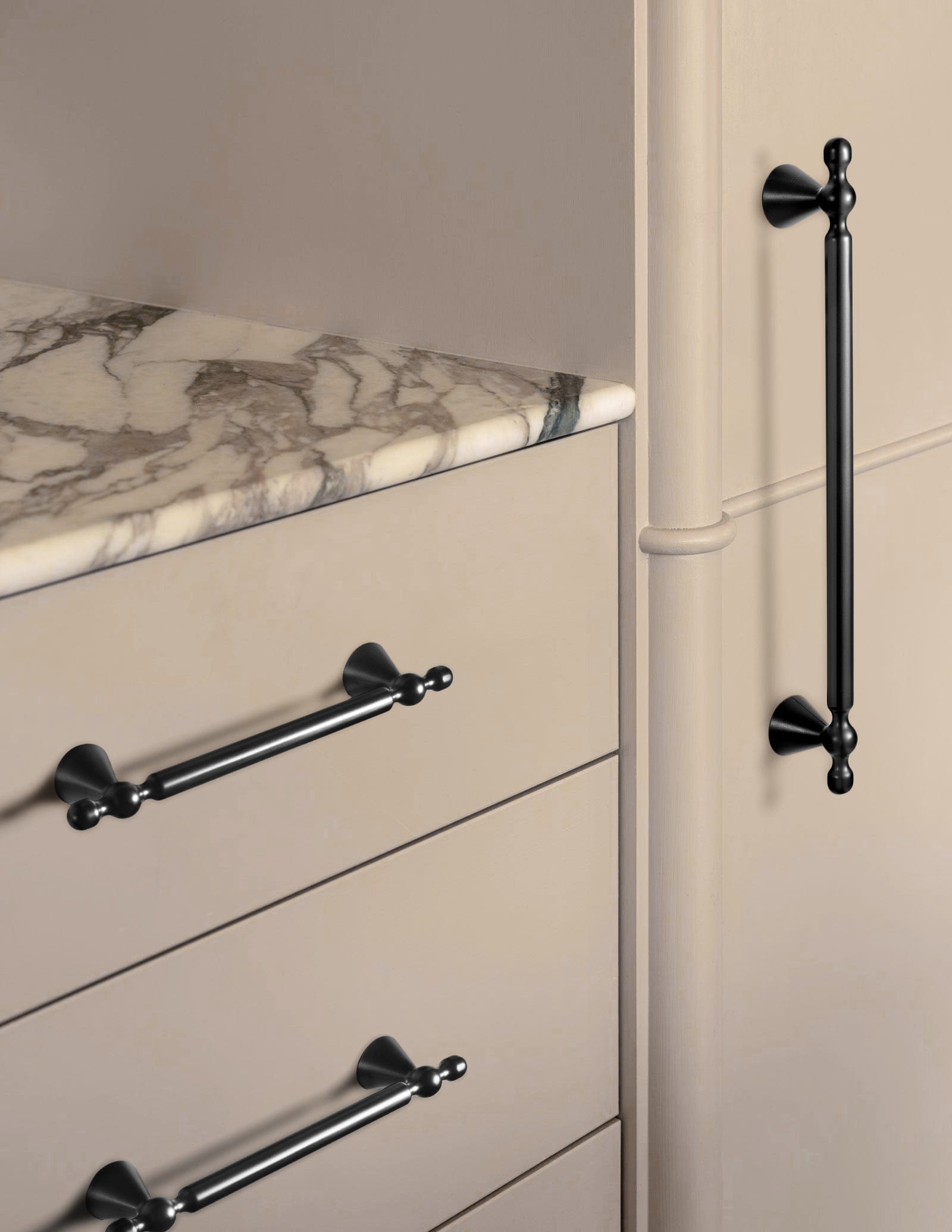 Goo-Ki Elegant Zinc Alloy Cabinet Handles - Sleek Cylindrical with Decorative Spherical Ends