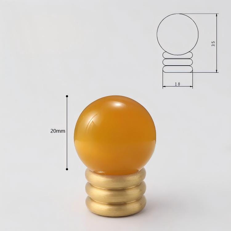 Goo-Ki Emerald Yellow (Jade) / X-Large / 6 Pack Crystal Jade Stone Knob Mid-Century Brass Cabinet Handle Furniture Hardware