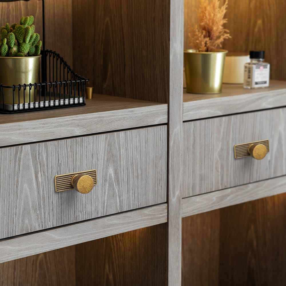 Goo-Ki 【EU Order】Striped Decorations Cabinet Pull Retro Brass Cabinet Handles