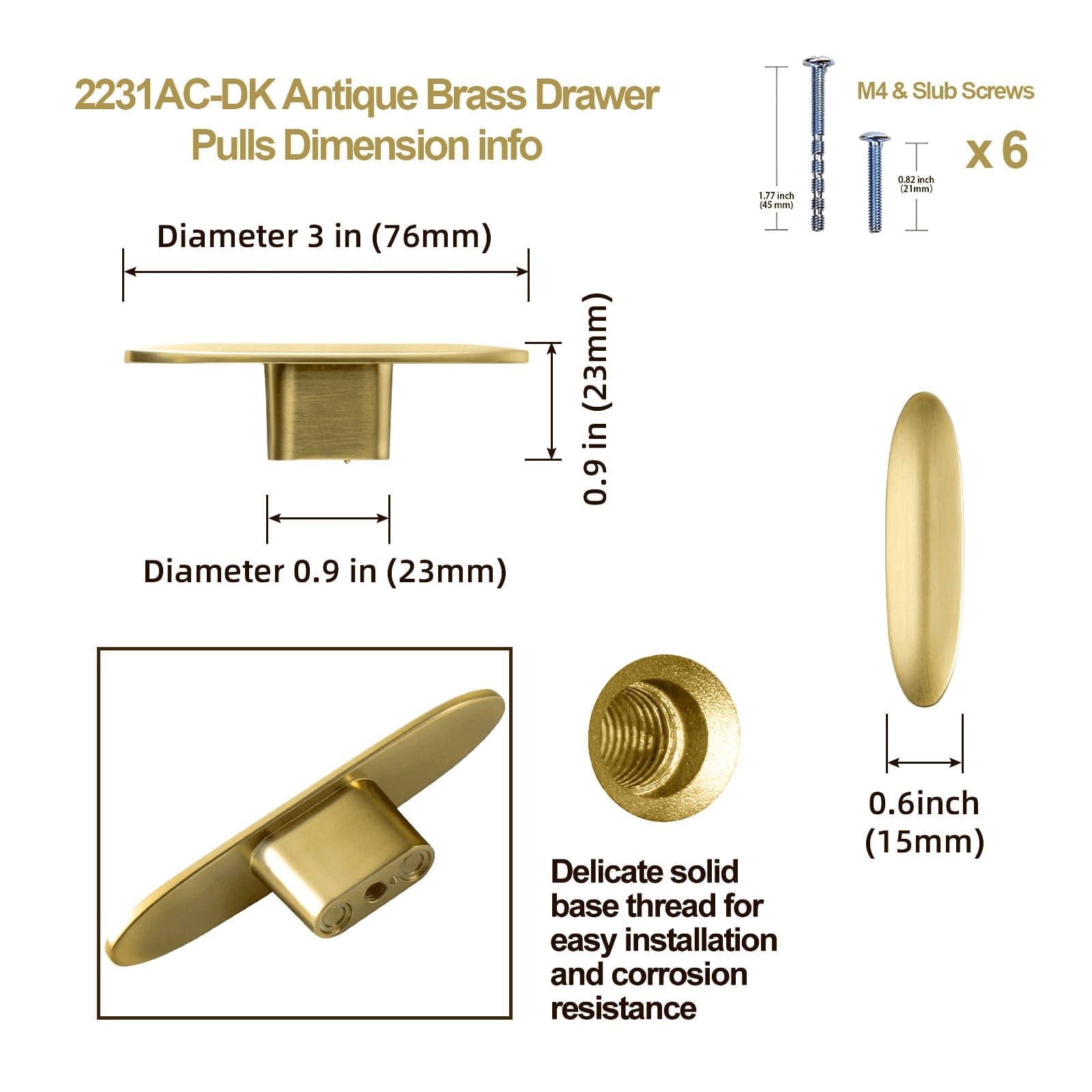 Goo-Ki European Style Retro Brass Drawer Pulls for Dresser Cupboard Vintage Bronze Bar Pulls