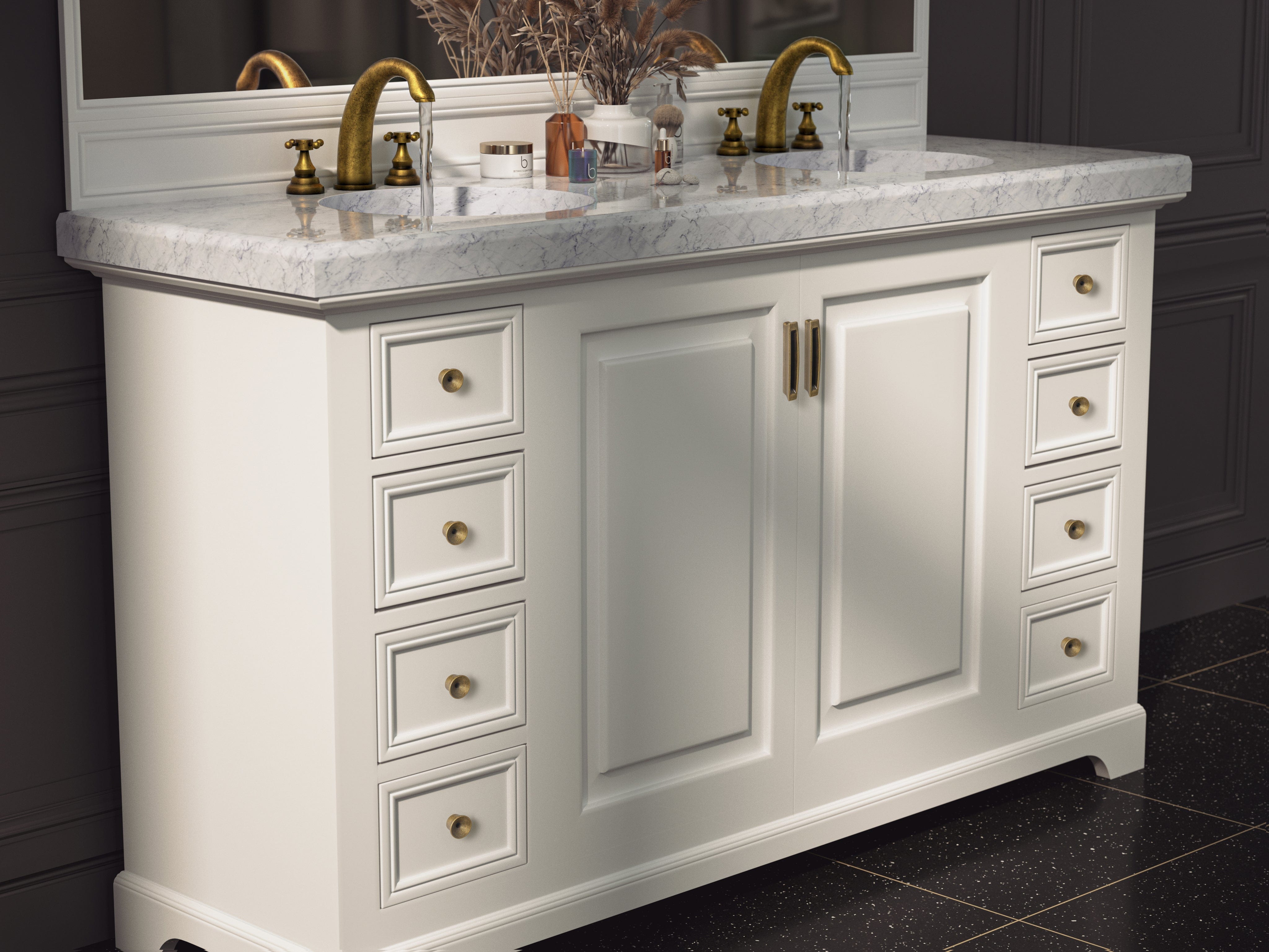 Goo-Ki Fluted Antique Brass Cabinet Pulls Distinctive Shaped Drawer Handle with Groove