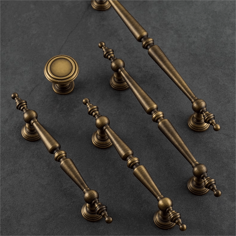 Goo-Ki French Brass Vintage Cabinet Handle Antique Copper Drawer Bar Pull