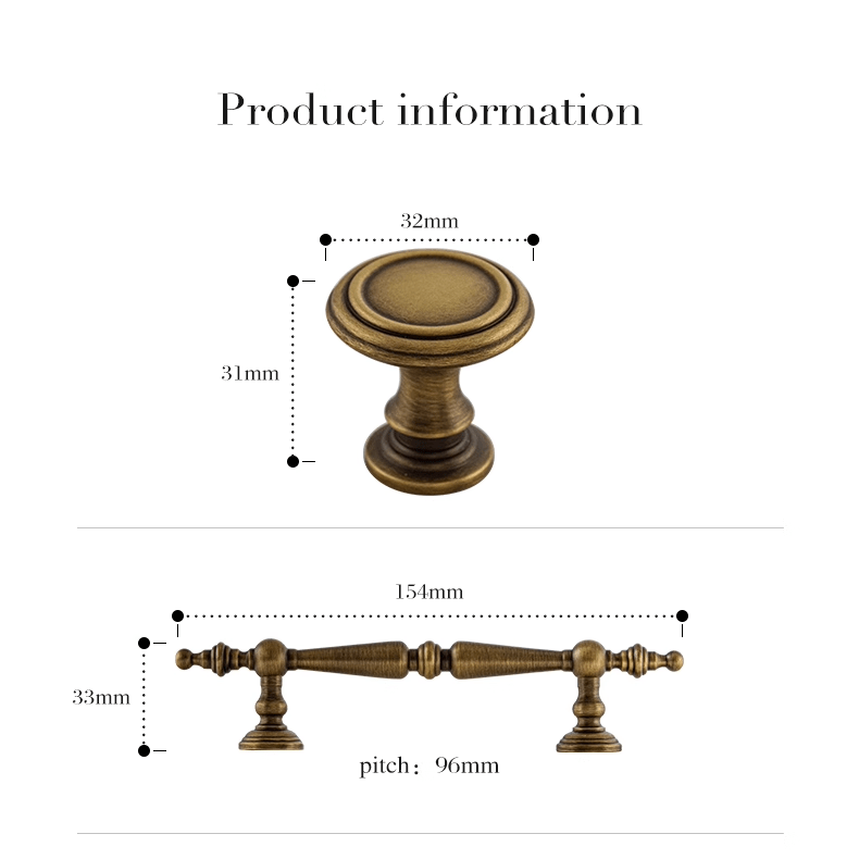 Goo-Ki French Brass Vintage Cabinet Handle Antique Copper Drawer Bar Pull