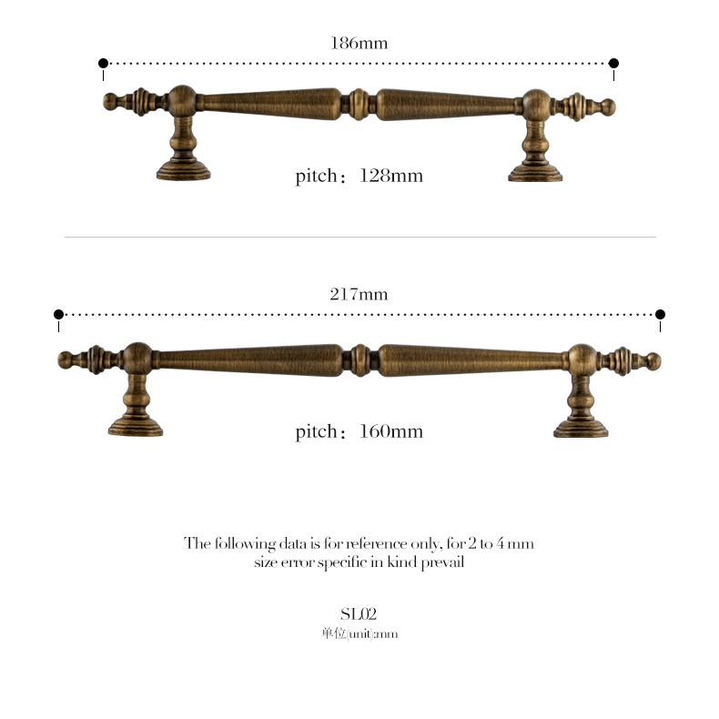 Goo-Ki French Brass Vintage Cabinet Handle Antique Copper Drawer Bar Pull