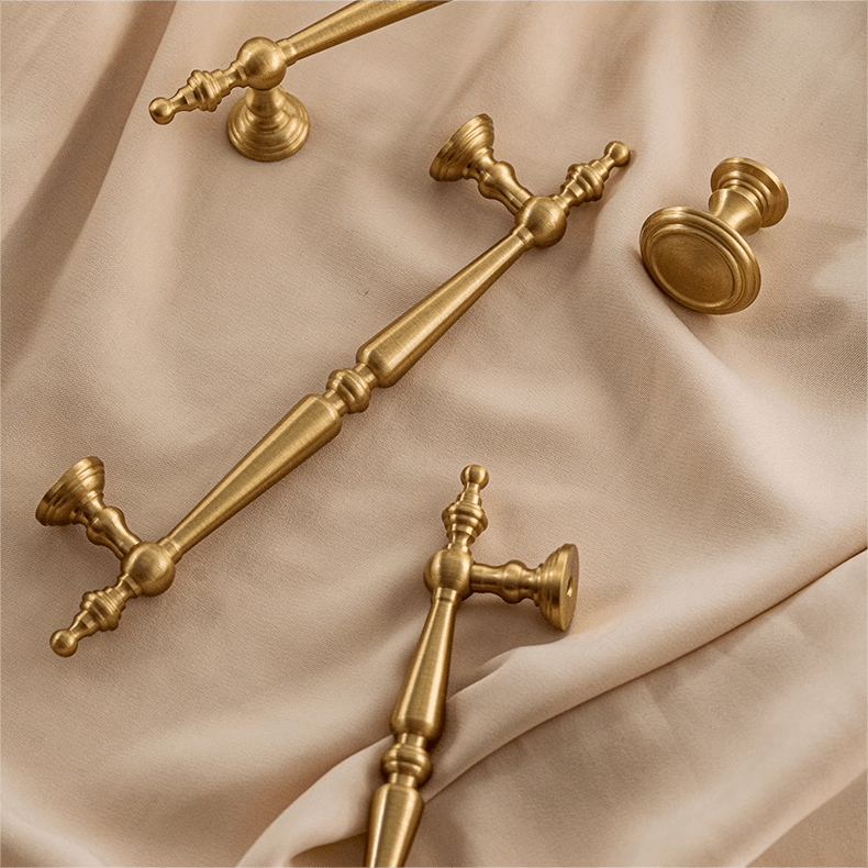 Goo-Ki French Brass Vintage Cabinet Handle Antique Copper Drawer Bar Pull