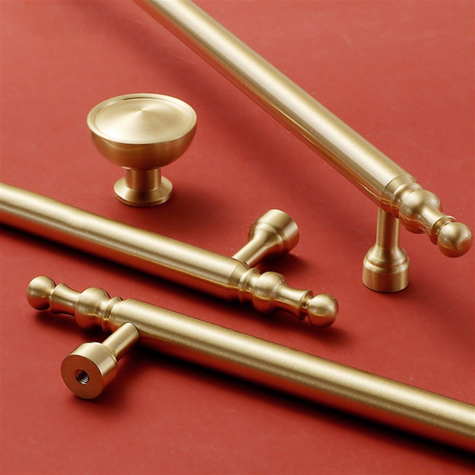 Goo-Ki French Style Luxury Solid Copper Handle Drawer T Bar Pull Stain Brass Furniture Handle