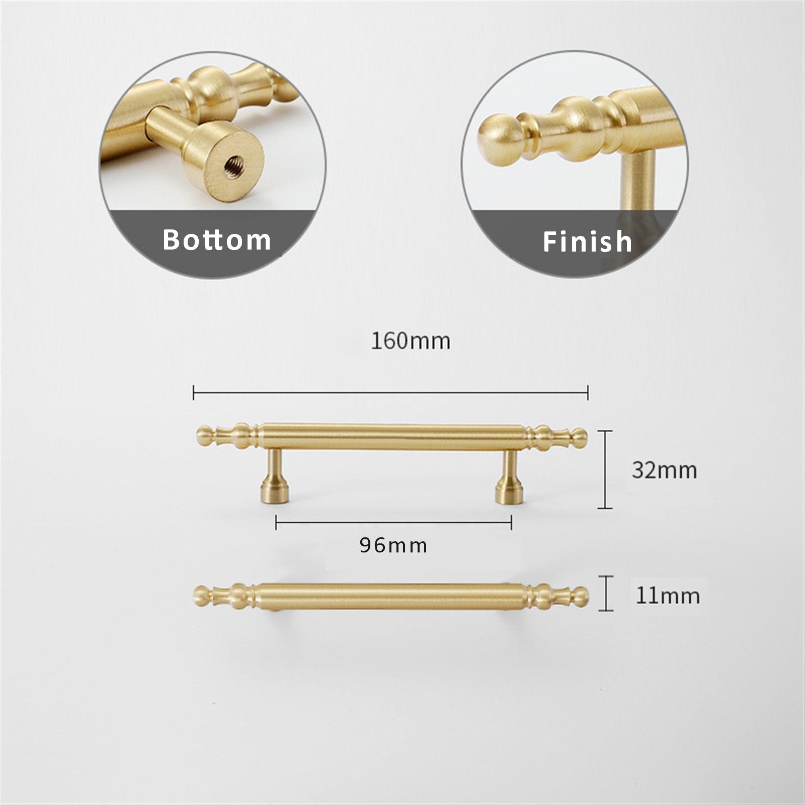 Goo-Ki French Style Luxury Solid Copper Handle Drawer T Bar Pull Stain Brass Furniture Handle
