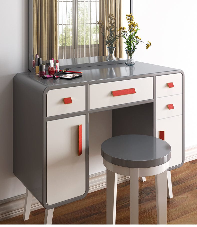 Goo-Ki Genuine Leather Inlaid Orange Red Handles Light Luxury Modern Cabinet Pulls