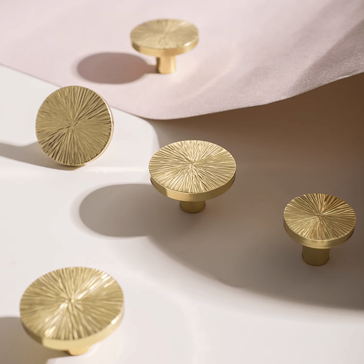 Goo-Ki Gold Semicircular Cabinet Pulls Hammerline Brass Pulls Handmade Drawer Knob