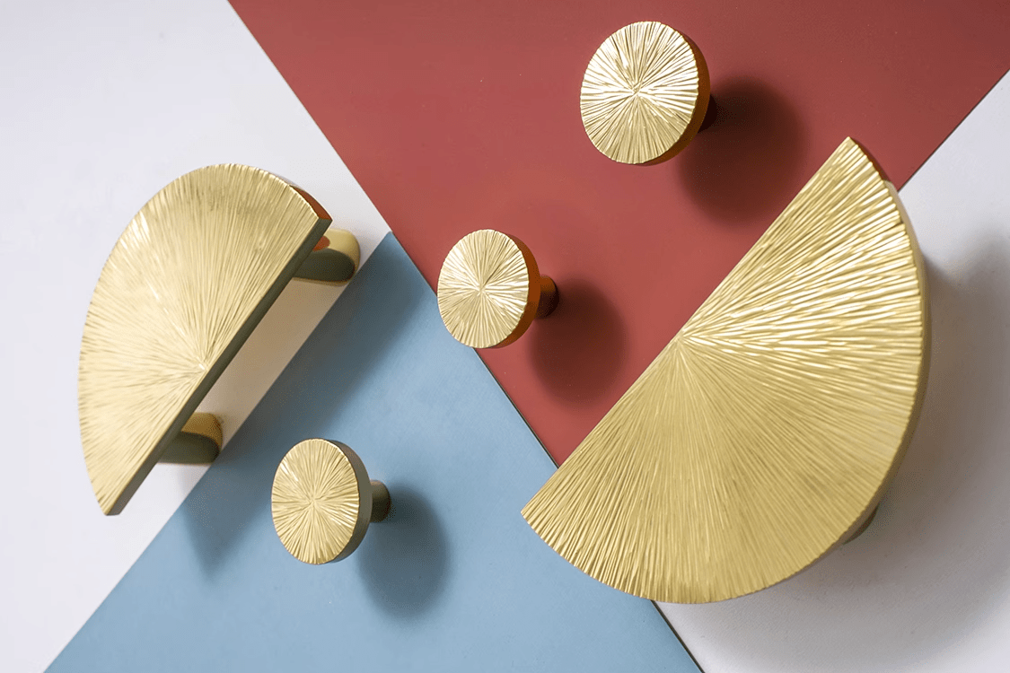 Goo-Ki Gold Semicircular Cabinet Pulls Hammerline Brass Pulls Handmade Drawer Knob