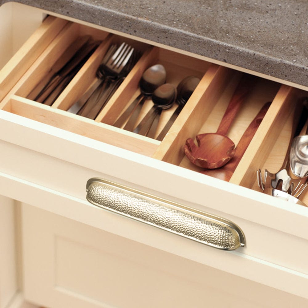 Goo-Ki Hammered Texture Cabinet Cup Pulls with Curved Edges Elegant Vintage Drawer Bin Handle for Kitchen