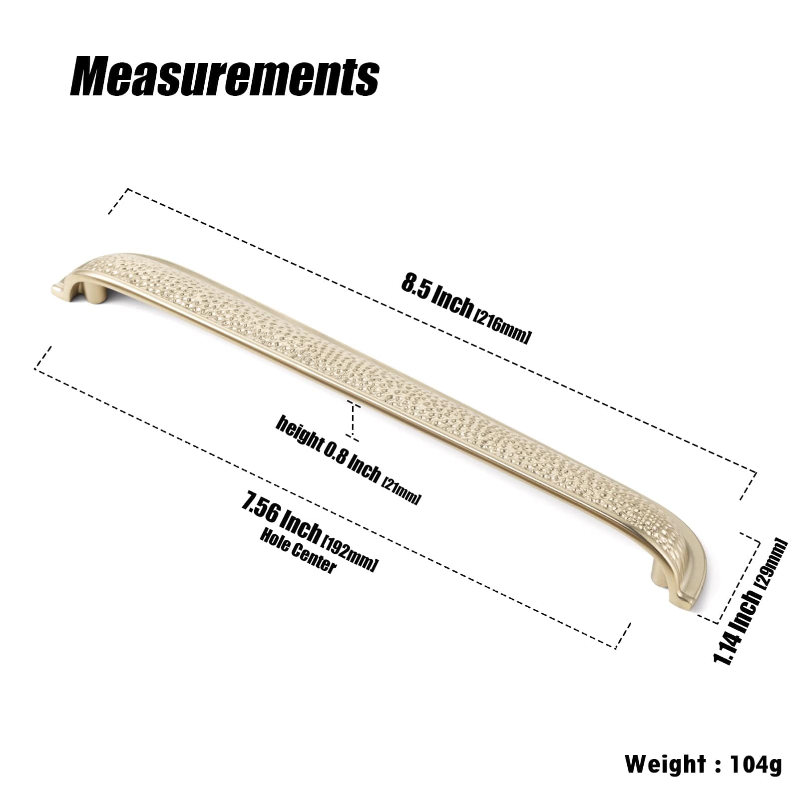 Goo-Ki Hammered Texture Cabinet Cup Pulls with Curved Edges Elegant Vintage Drawer Bin Handle for Kitchen