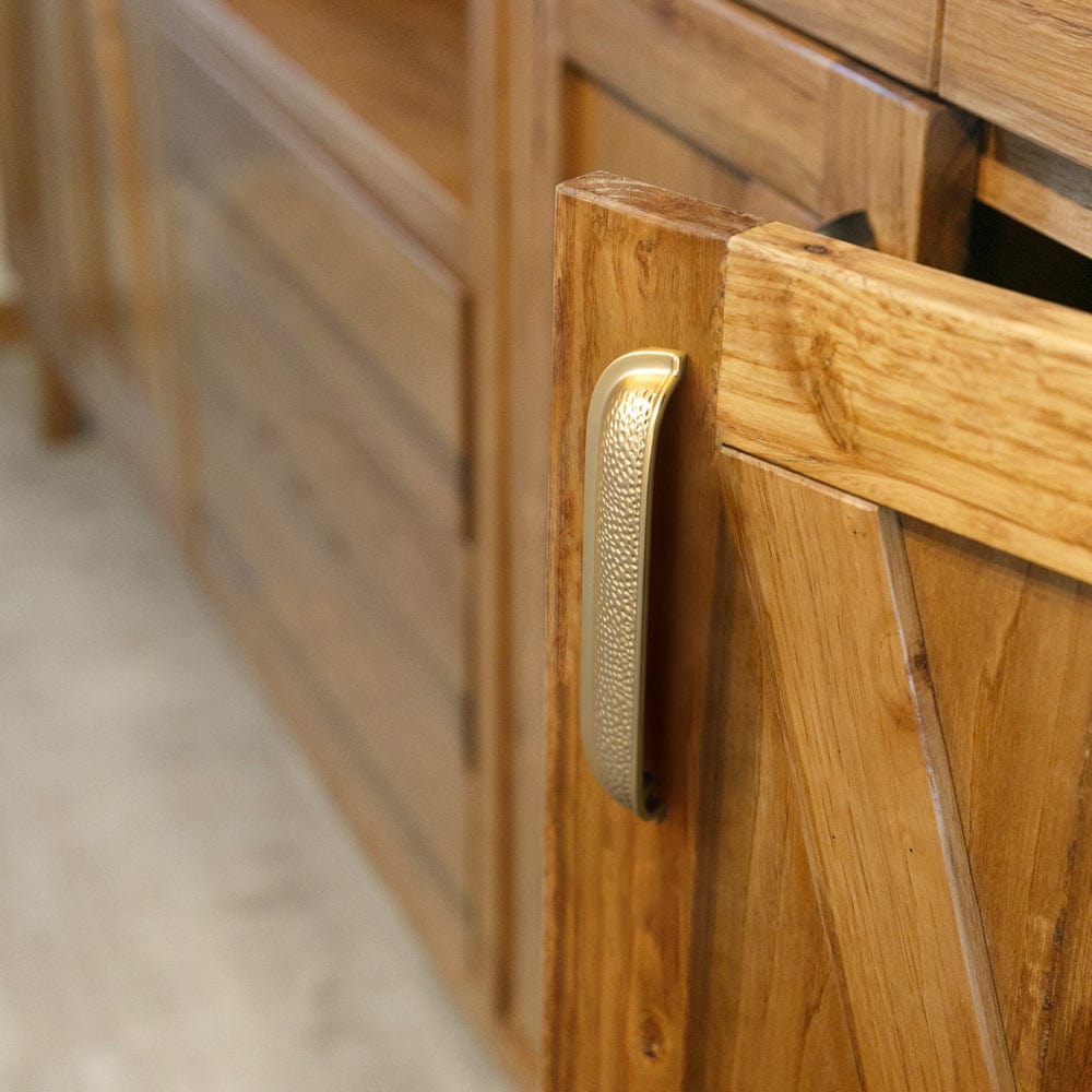 Goo-Ki Hammered Texture Cabinet Cup Pulls with Curved Edges Elegant Vintage Drawer Bin Handle for Kitchen