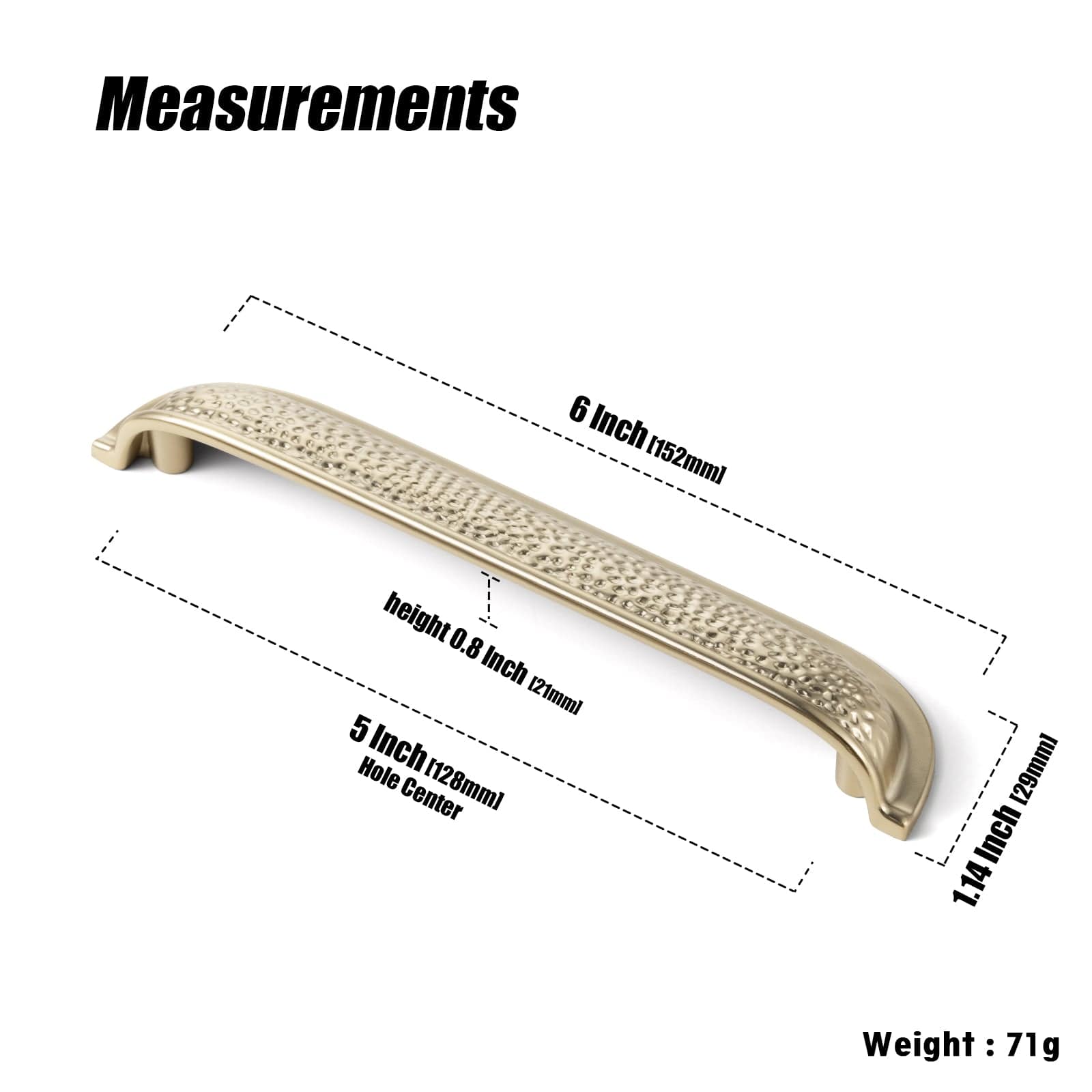 Goo-Ki Hammered Texture Cabinet Cup Pulls with Curved Edges Elegant Vintage Drawer Bin Handle for Kitchen