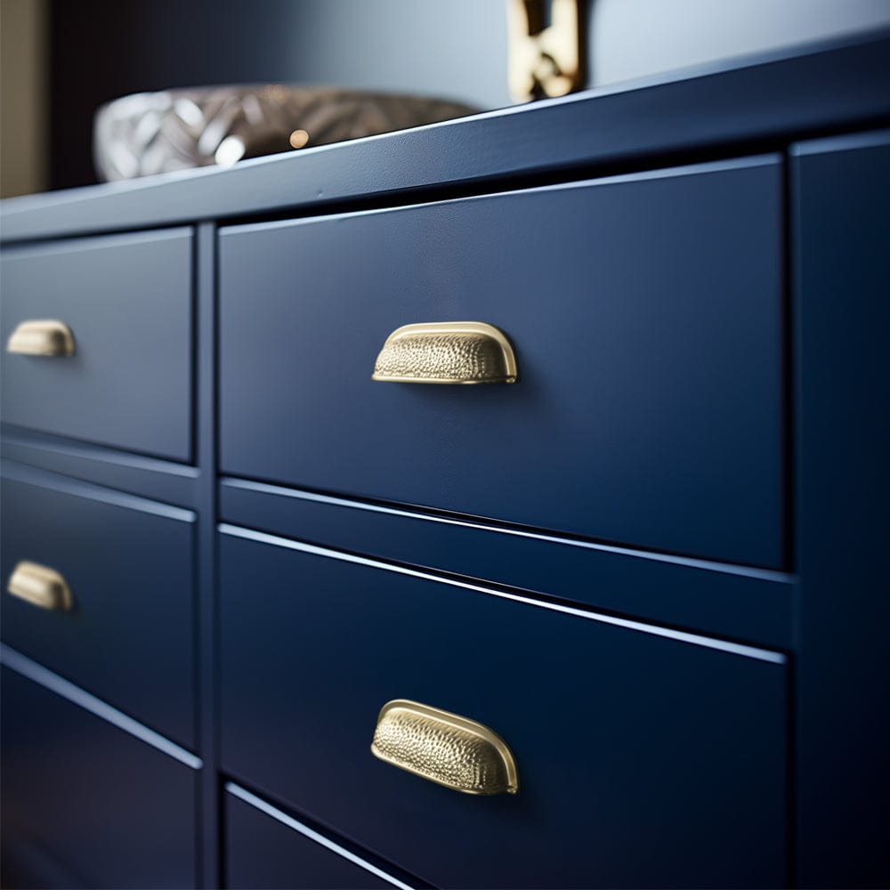 Goo-Ki Hammered Texture Cabinet Cup Pulls with Curved Edges Elegant Vintage Drawer Bin Handle for Kitchen