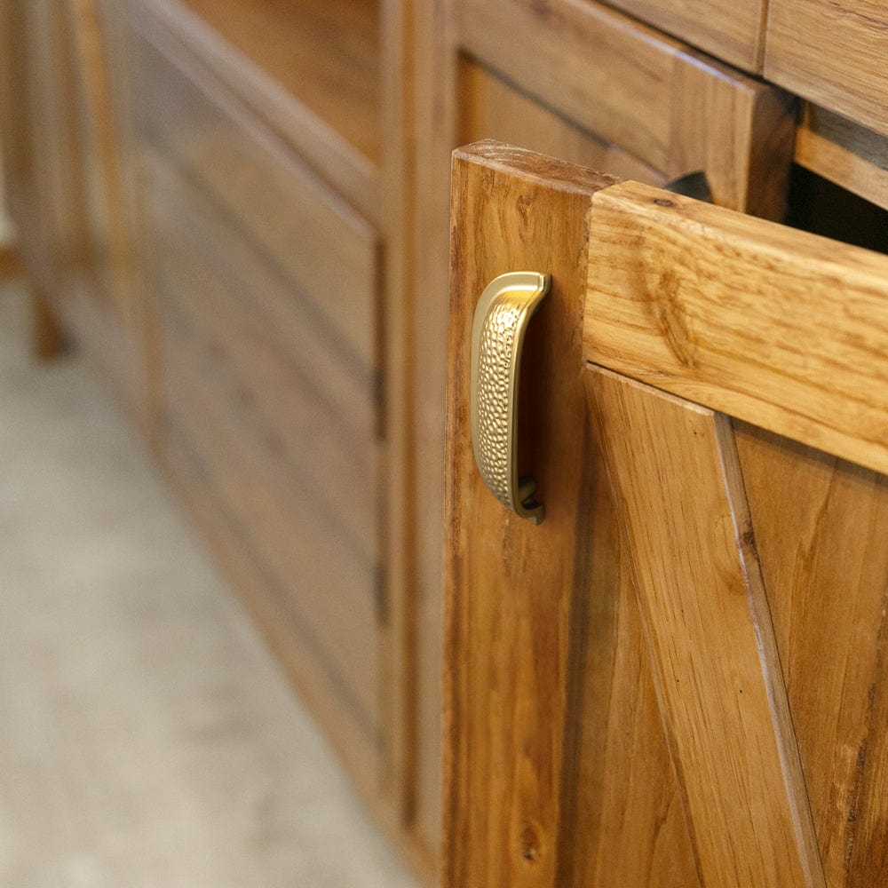 Goo-Ki Hammered Texture Cabinet Cup Pulls with Curved Edges Elegant Vintage Drawer Bin Handle for Kitchen
