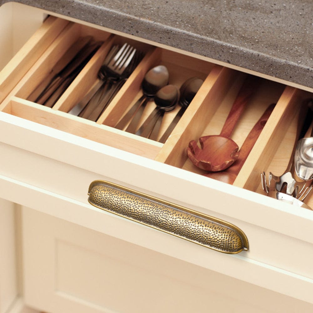 Goo-Ki Hammered Texture Cabinet Cup Pulls with Curved Edges Elegant Vintage Drawer Bin Handle for Kitchen