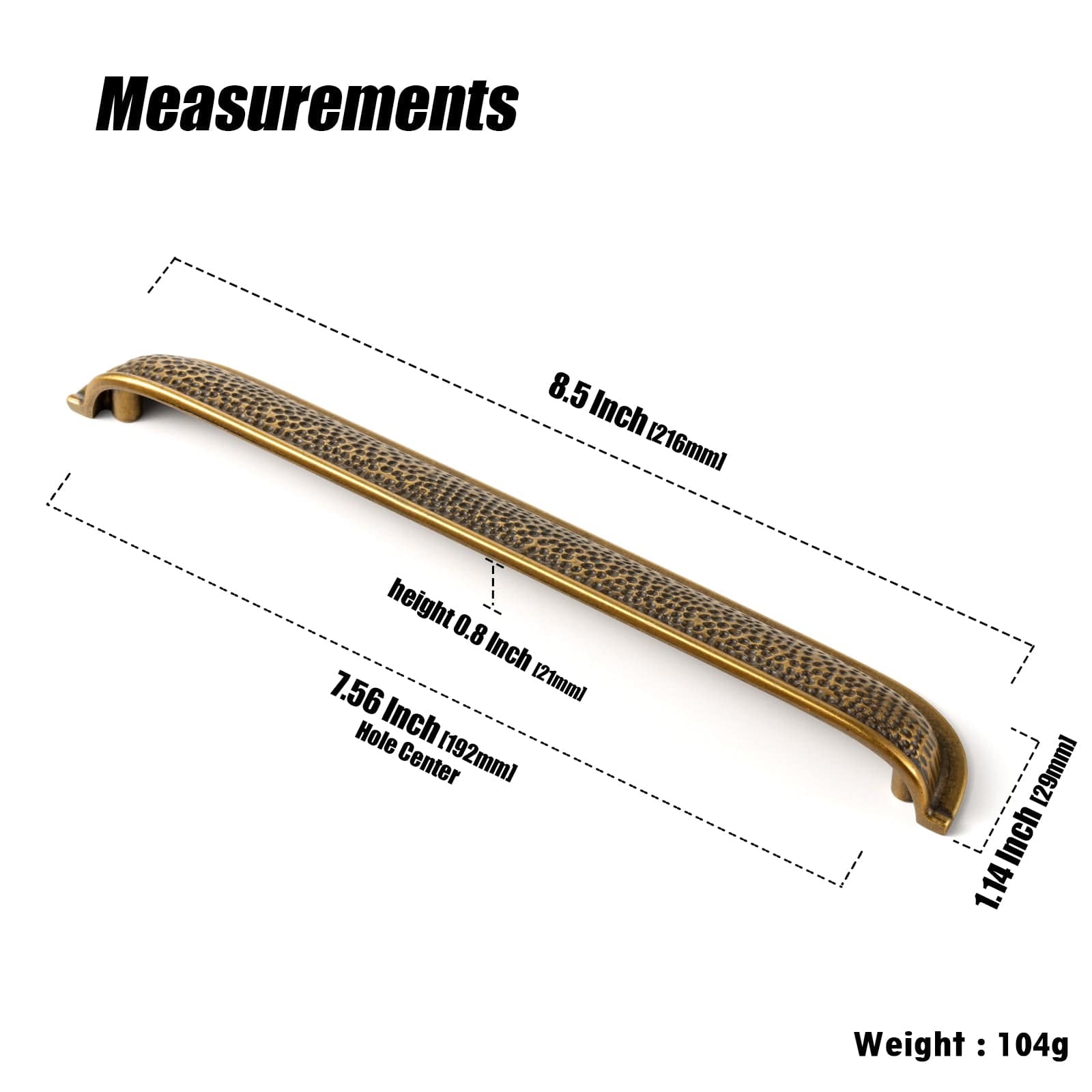 Goo-Ki Hammered Texture Cabinet Cup Pulls with Curved Edges Elegant Vintage Drawer Bin Handle for Kitchen