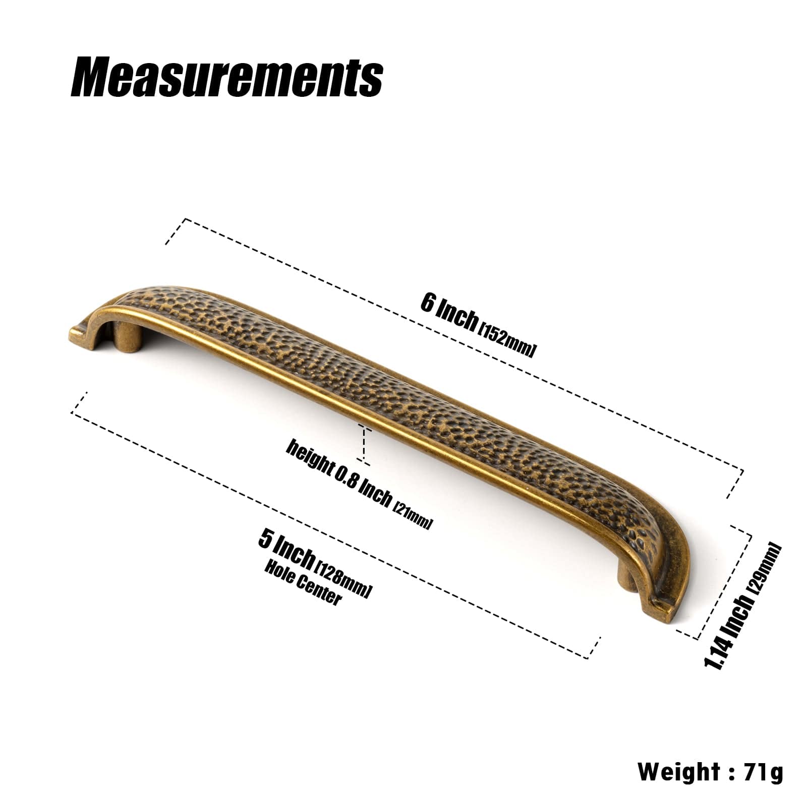 Goo-Ki Hammered Texture Cabinet Cup Pulls with Curved Edges Elegant Vintage Drawer Bin Handle for Kitchen