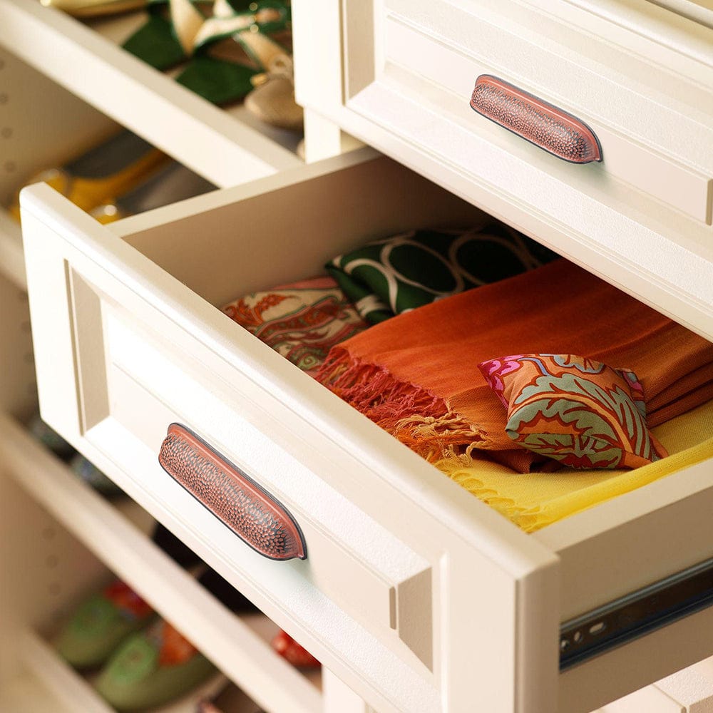 Goo-Ki Hammered Texture Cabinet Cup Pulls with Curved Edges Elegant Vintage Drawer Bin Handle for Kitchen