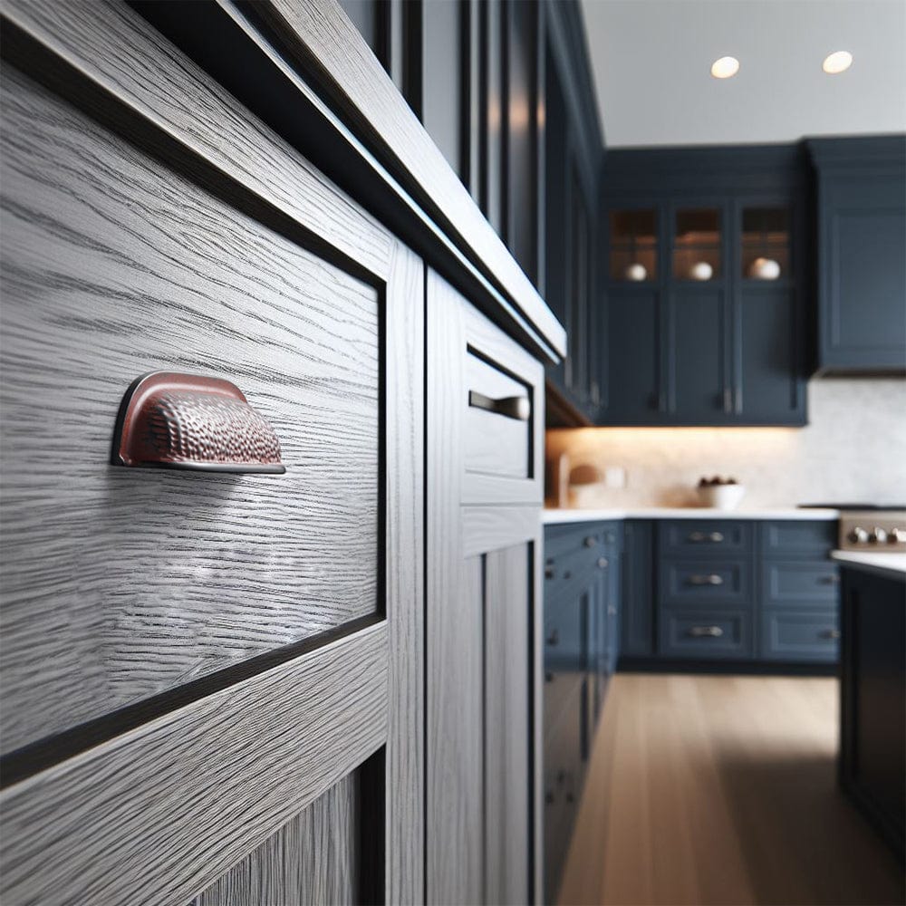 Goo-Ki Hammered Texture Cabinet Cup Pulls with Curved Edges Elegant Vintage Drawer Bin Handle for Kitchen