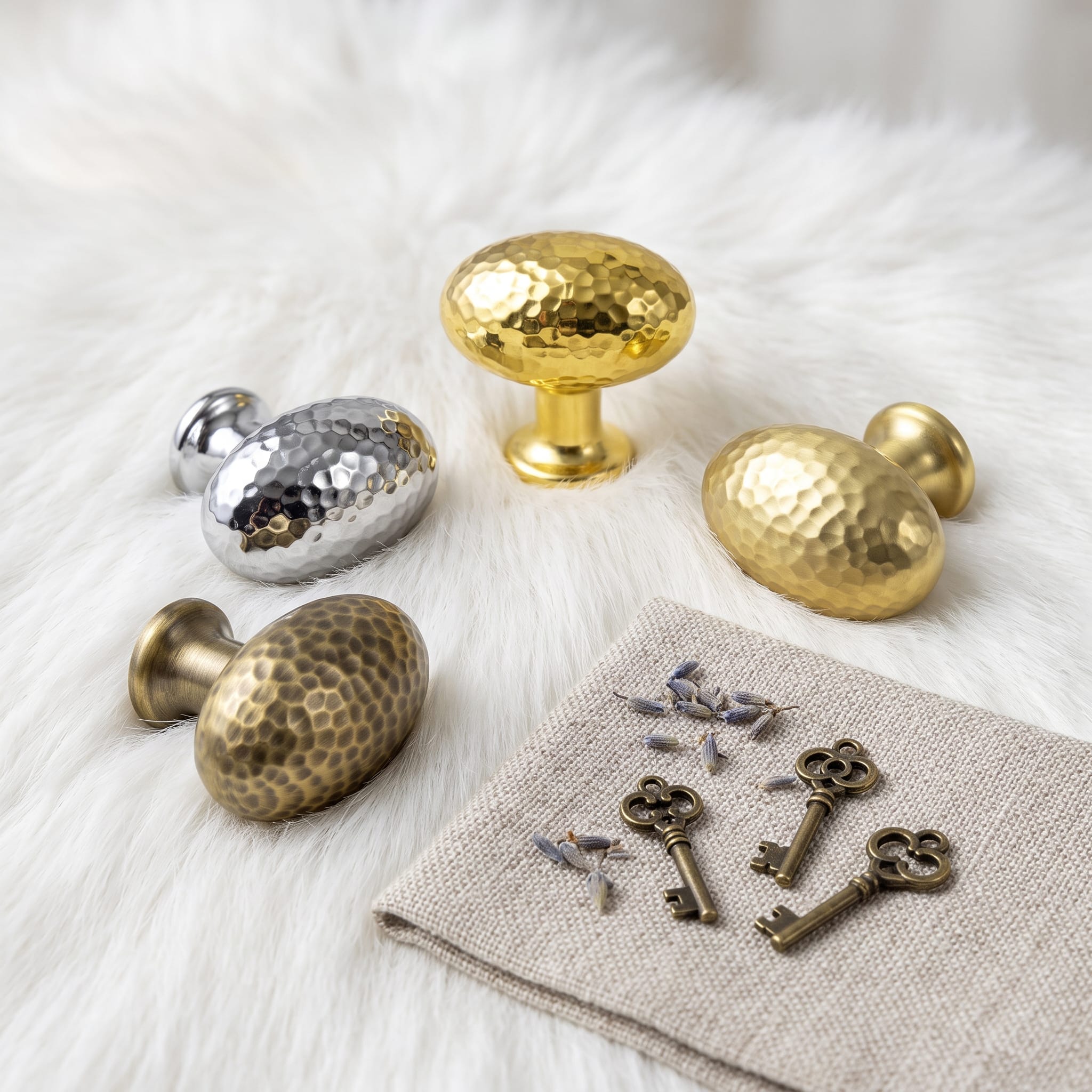 Goo-Ki Hammered Texture Oval Cabinet Knobs, Egg Shaped Solid Zinc Alloy Drawer Furniture Knobs for Kitchen Cabinets