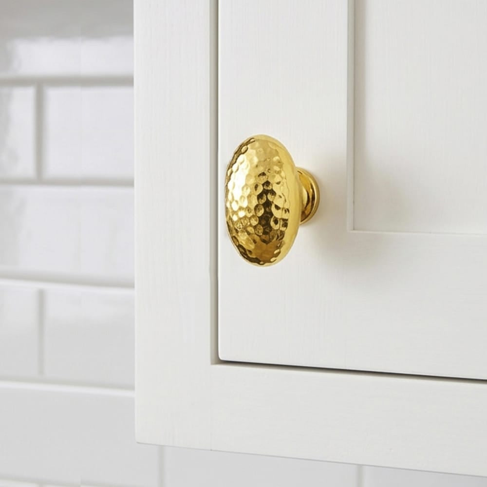 Goo-Ki Hammered Texture Oval Cabinet Knobs, Egg Shaped Solid Zinc Alloy Drawer Furniture Knobs for Kitchen Cabinets