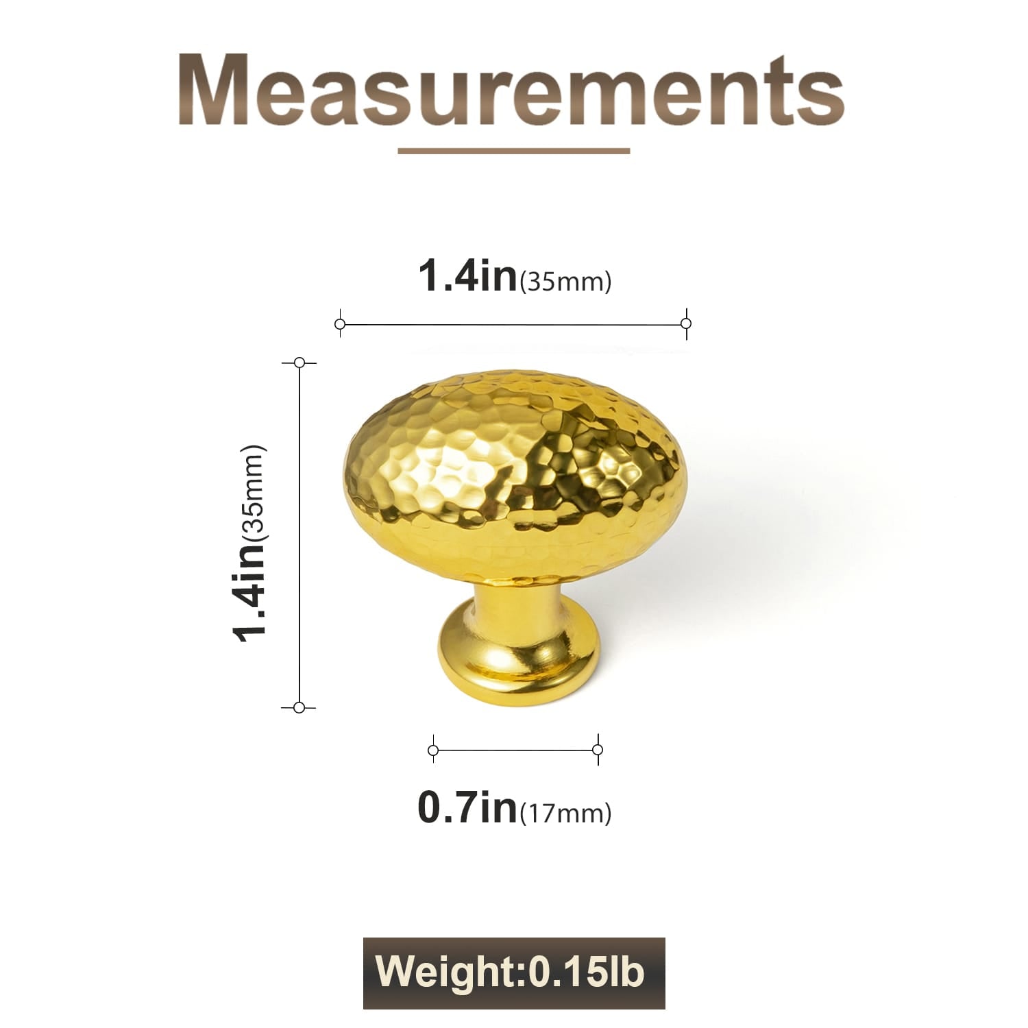 Goo-Ki Hammered Texture Oval Cabinet Knobs, Egg Shaped Solid Zinc Alloy Drawer Furniture Knobs for Kitchen Cabinets
