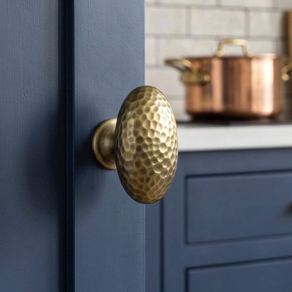 Goo-Ki Hammered Texture Oval Cabinet Knobs, Egg Shaped Solid Zinc Alloy Drawer Furniture Knobs for Kitchen Cabinets