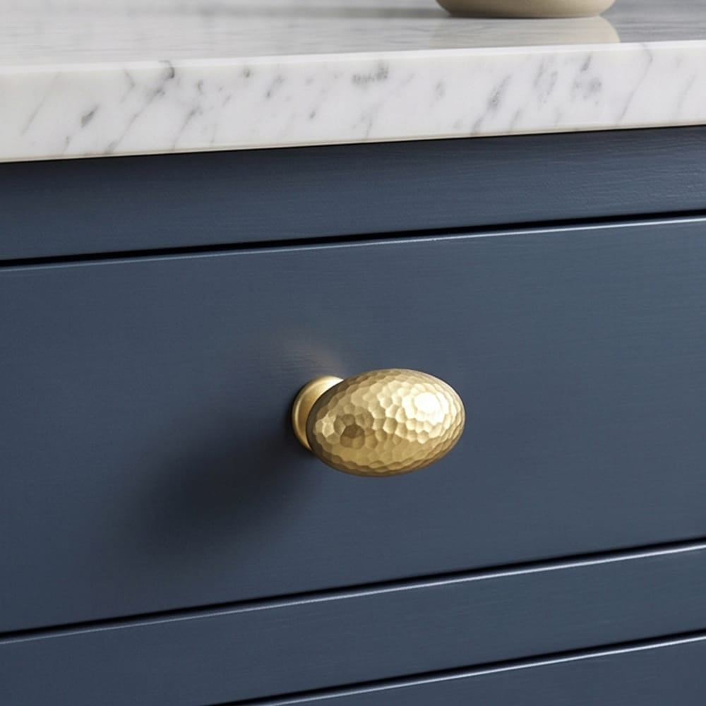 Goo-Ki Hammered Texture Oval Cabinet Knobs, Egg Shaped Solid Zinc Alloy Drawer Furniture Knobs for Kitchen Cabinets