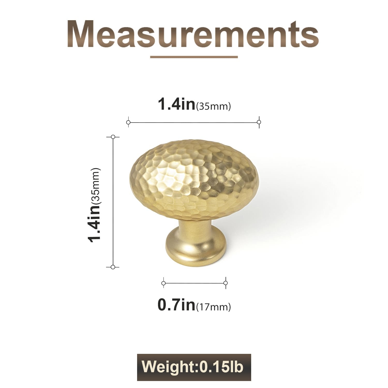 Goo-Ki Hammered Texture Oval Cabinet Knobs, Egg Shaped Solid Zinc Alloy Drawer Furniture Knobs for Kitchen Cabinets