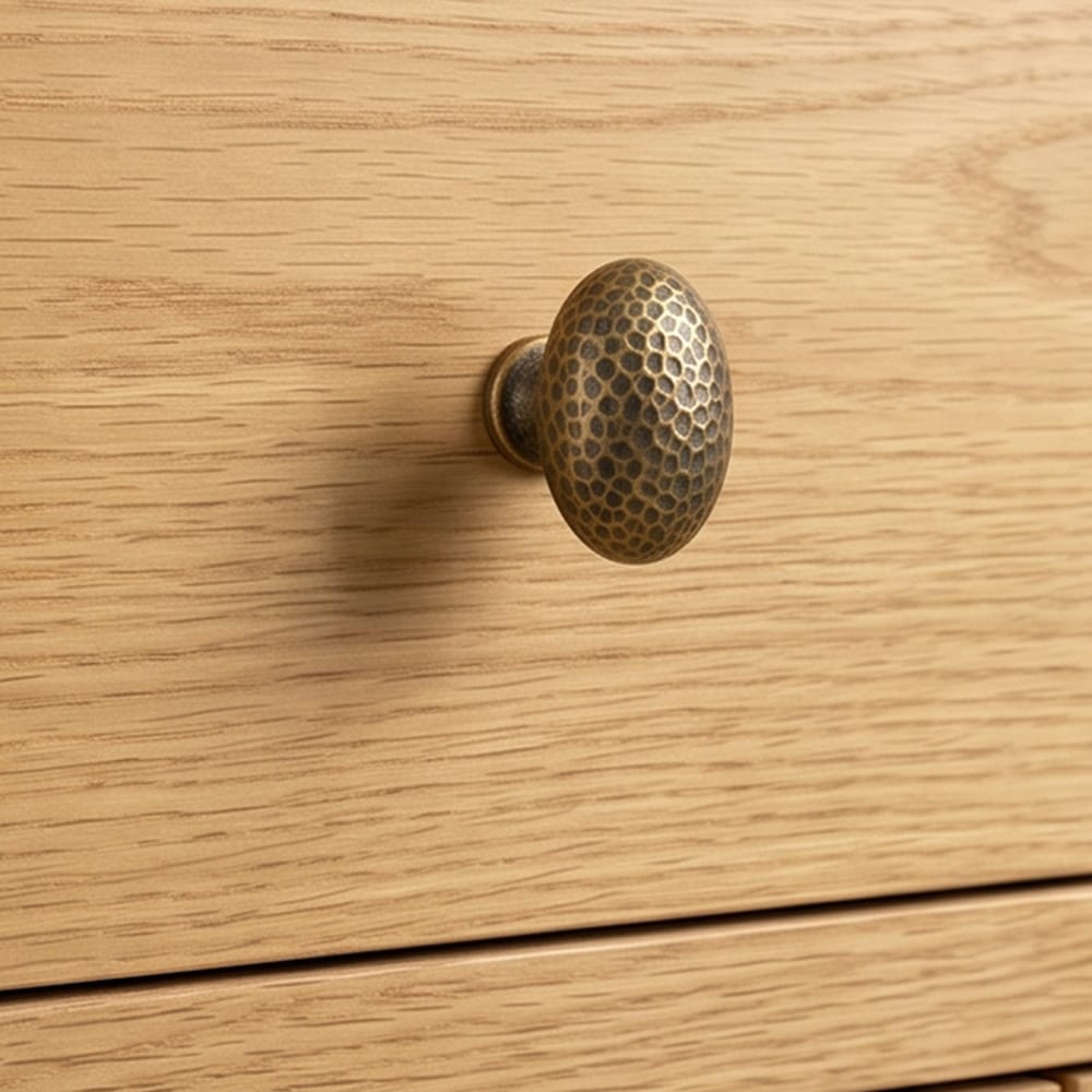 Goo-Ki Hammered Texture Oval Cabinet Knobs, Egg Shaped Solid Zinc Alloy Drawer Furniture Knobs for Kitchen Cabinets