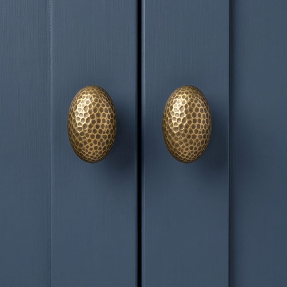 Goo-Ki Hammered Texture Oval Cabinet Knobs, Egg Shaped Solid Zinc Alloy Drawer Furniture Knobs for Kitchen Cabinets