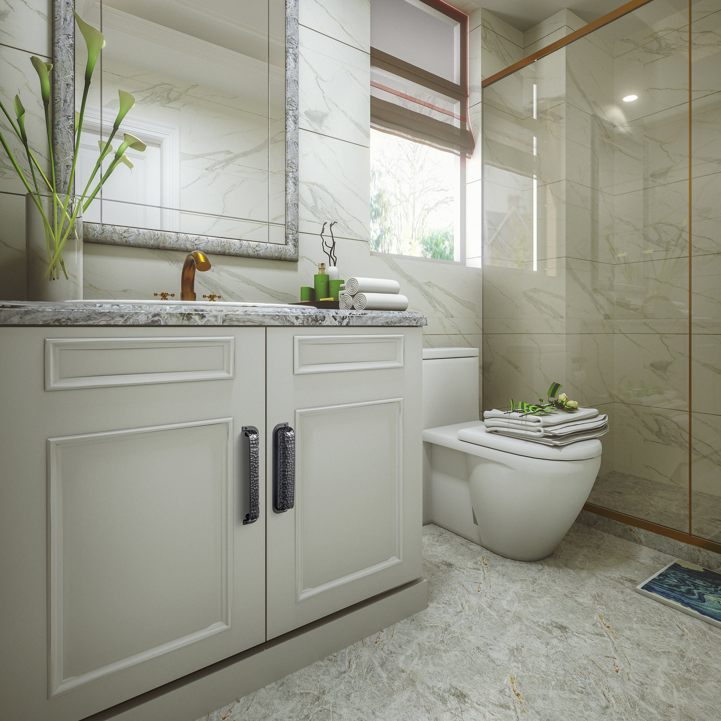 Goo-Ki Hammered Zinc Alloy Cabinet Cup Pulls Retro Style Drawer Handles with Unique Pattern