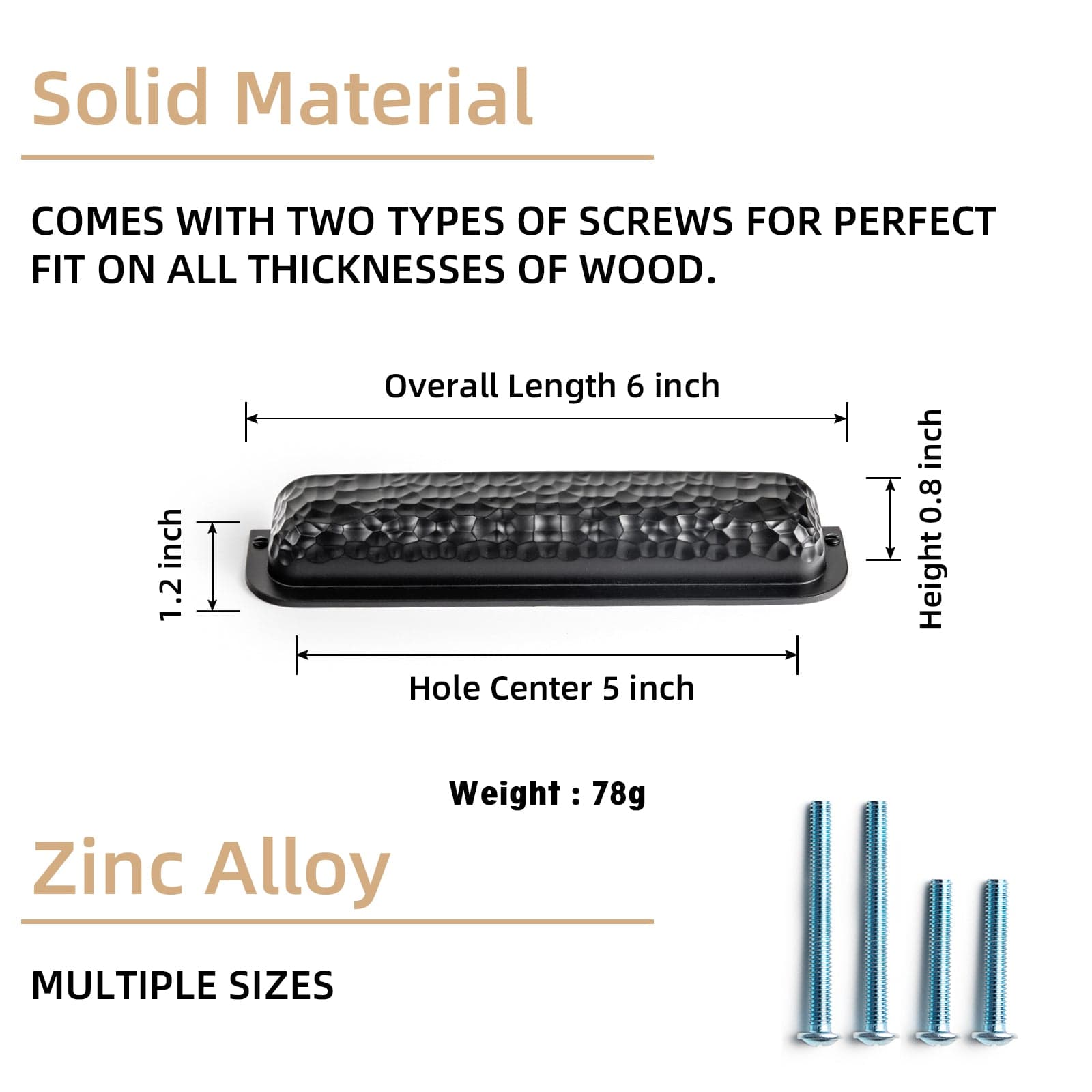 Goo-Ki Hammered Zinc Alloy Cabinet Cup Pulls Retro Style Drawer Handles with Unique Pattern