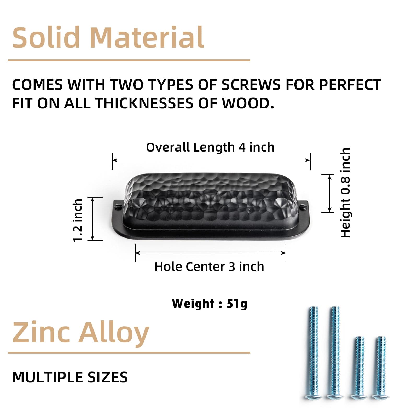 Goo-Ki Hammered Zinc Alloy Cabinet Cup Pulls Retro Style Drawer Handles with Unique Pattern