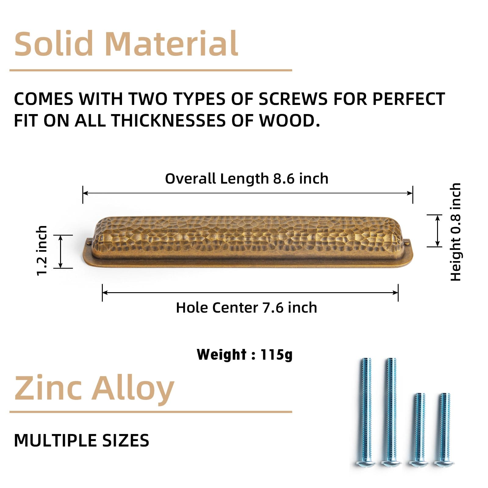 Goo-Ki Hammered Zinc Alloy Cabinet Cup Pulls Retro Style Drawer Handles with Unique Pattern