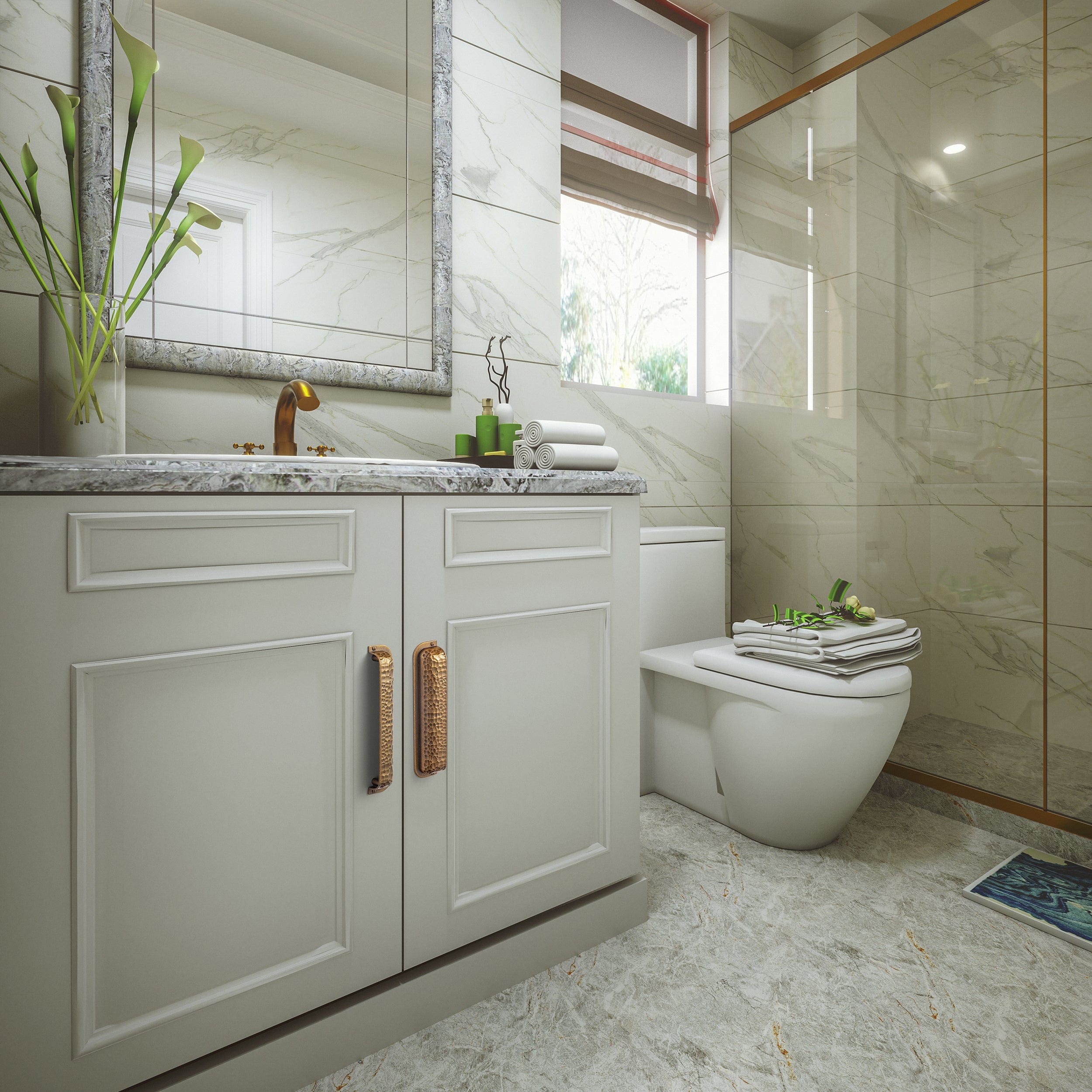 Goo-Ki Hammered Zinc Alloy Cabinet Cup Pulls Retro Style Drawer Handles with Unique Pattern