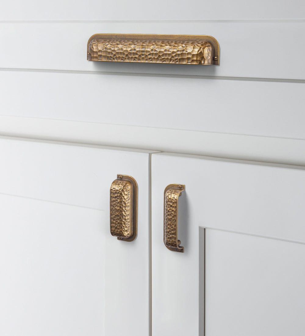 Goo-Ki Hammered Zinc Alloy Cabinet Cup Pulls Retro Style Drawer Handles with Unique Pattern