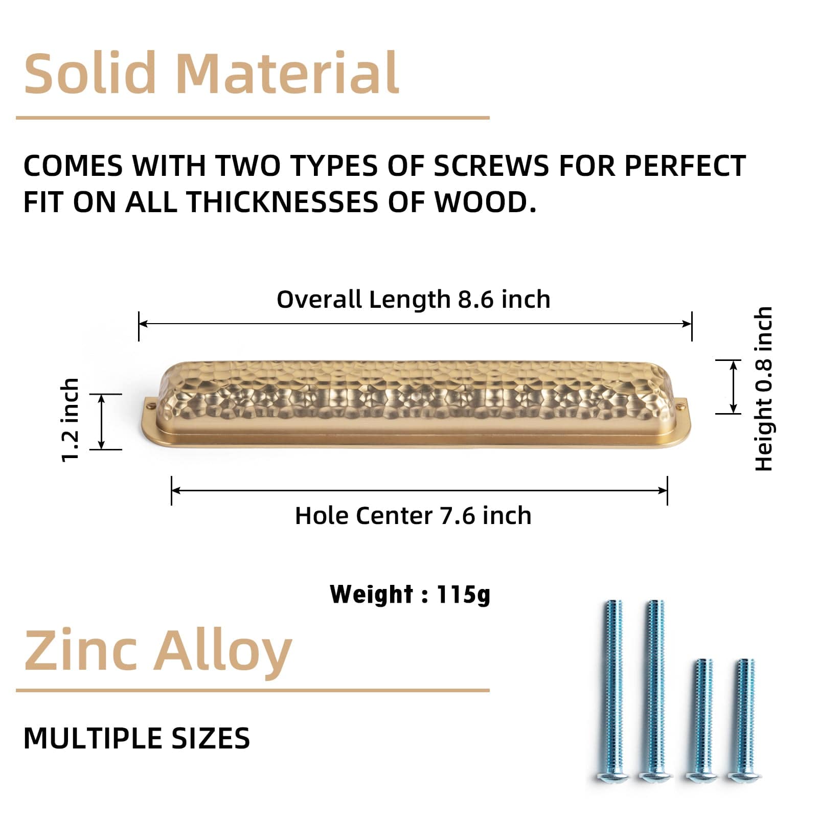 Goo-Ki Hammered Zinc Alloy Cabinet Cup Pulls Retro Style Drawer Handles with Unique Pattern