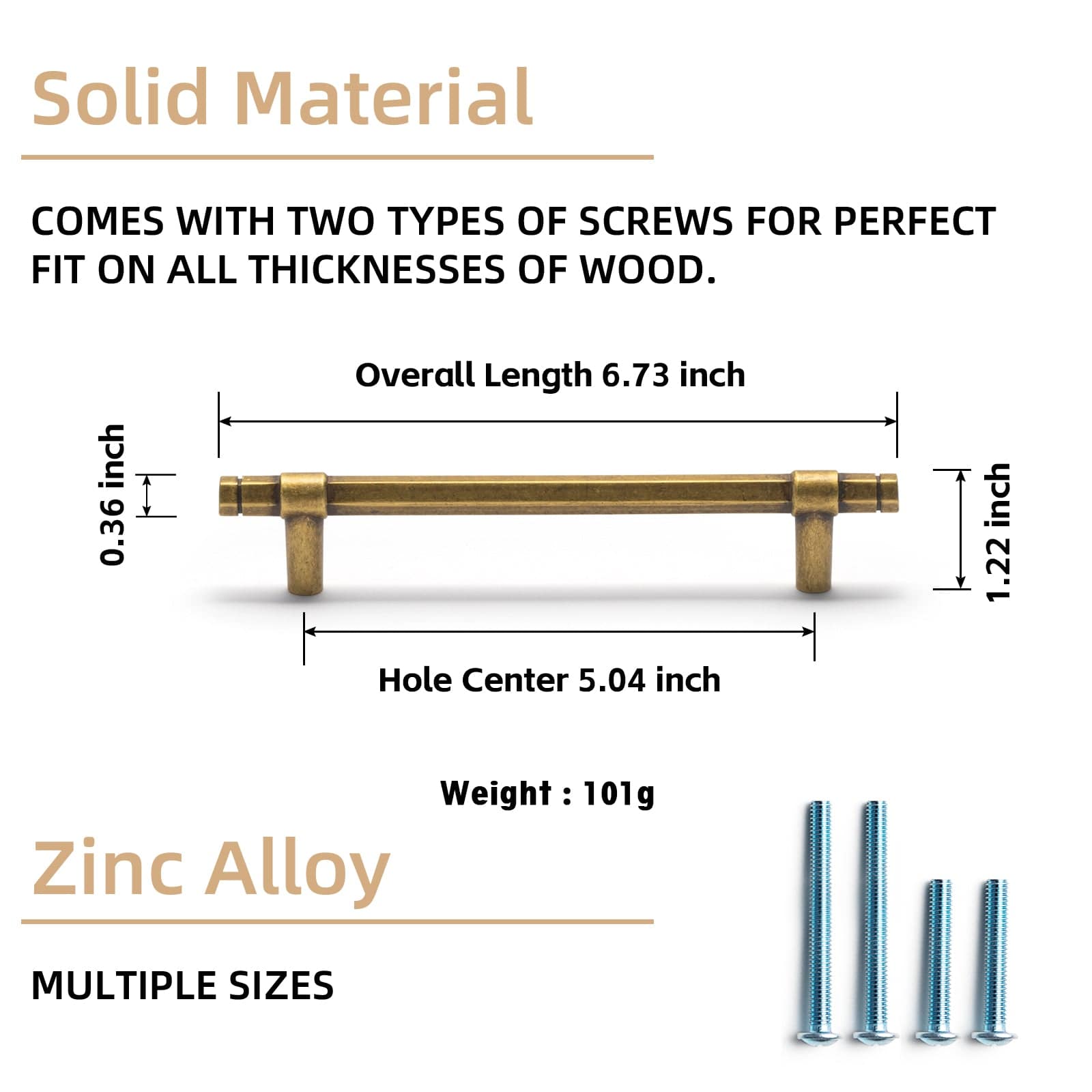 Goo-Ki Hexagonal Cabinet Handles Solid Zinc Alloy Drawer Hardware Finger Pull