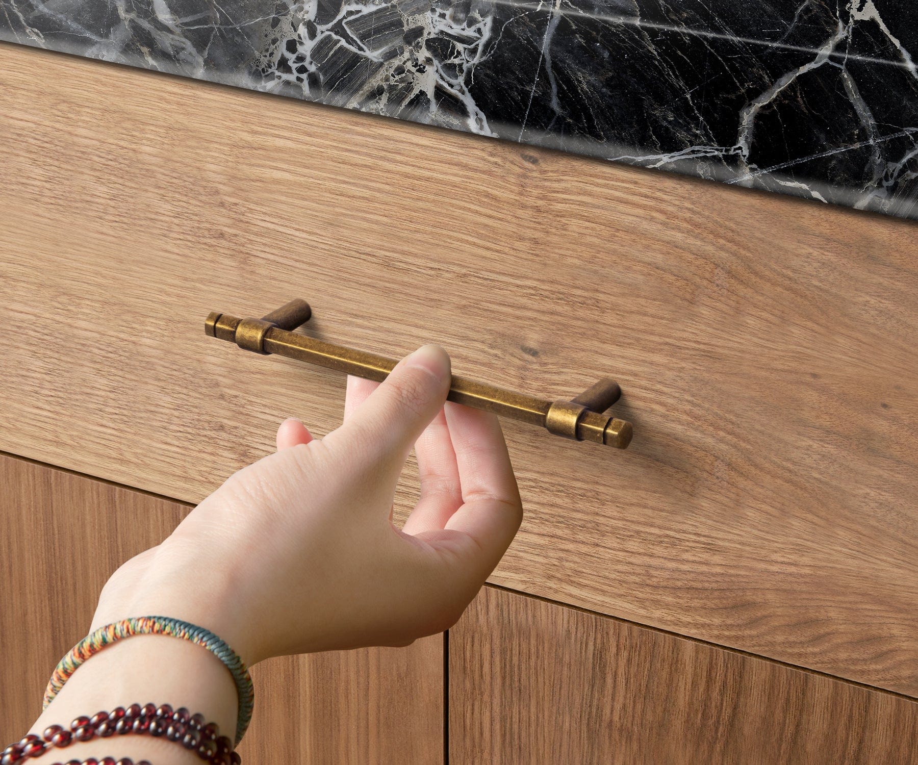 Goo-Ki Hexagonal Cabinet Handles Solid Zinc Alloy Drawer Hardware Finger Pull