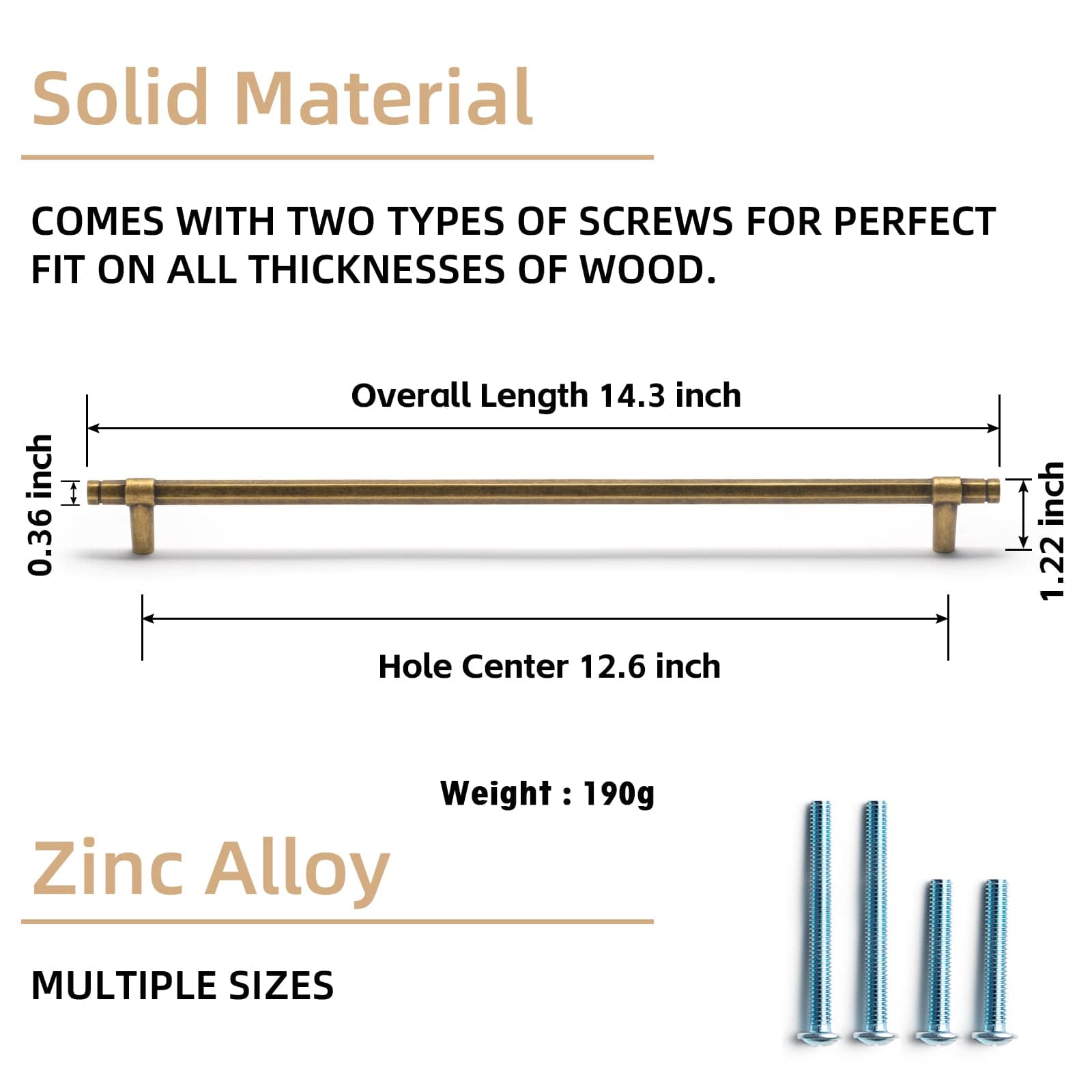 Goo-Ki Hexagonal Cabinet Handles Solid Zinc Alloy Drawer Hardware Finger Pull